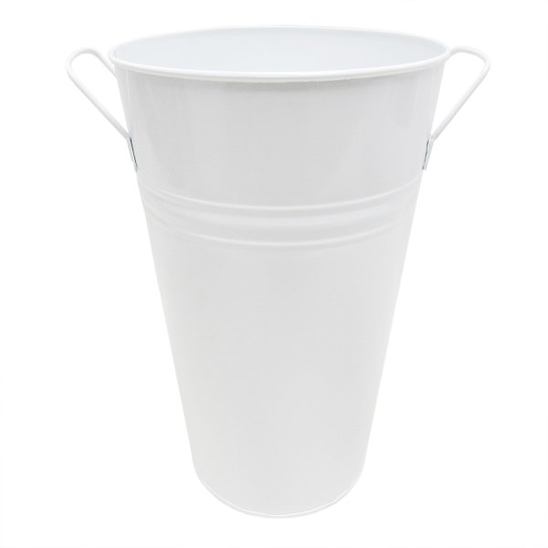 Willow Crossley Tall White Metal Outdoor Planter, Medium