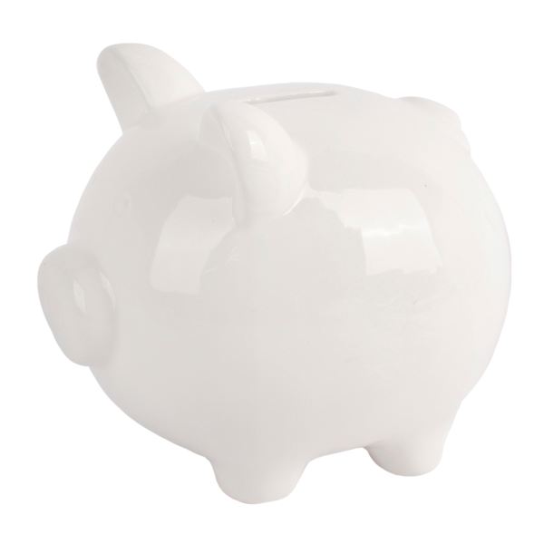 Tiny Dreamers White Ceramic Piggy Bank, 6x5