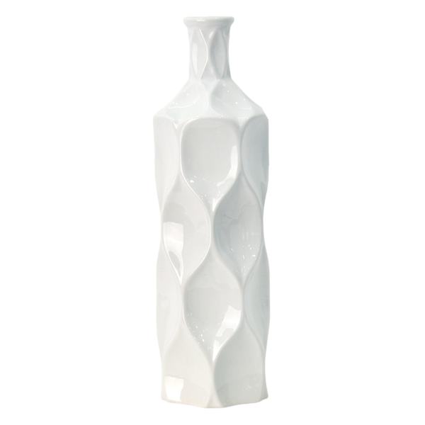 Laila Ali White Ceramic Vase, 14"