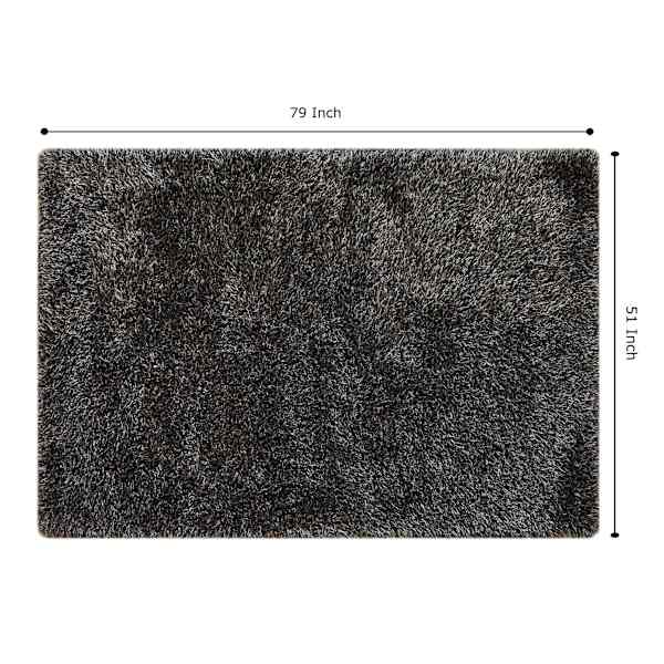 (C198) Eve Silver & Black Shag Area Rug, 4x7