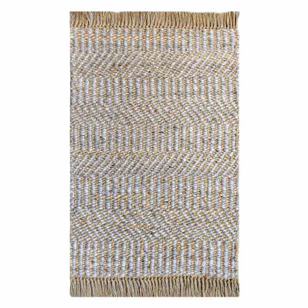 (B855) Found & Fable Element Natural Jute & Wool Woven Accent Rug, 2x4