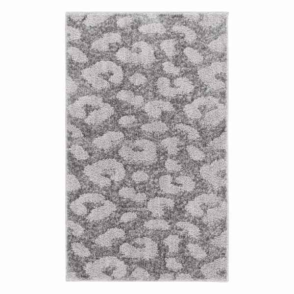 Fellicity Silver Leopard Print Accent Rug, 2x4