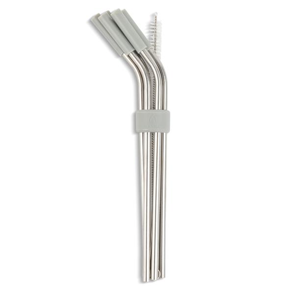 8-Piece Stainless Straw Set, Grey