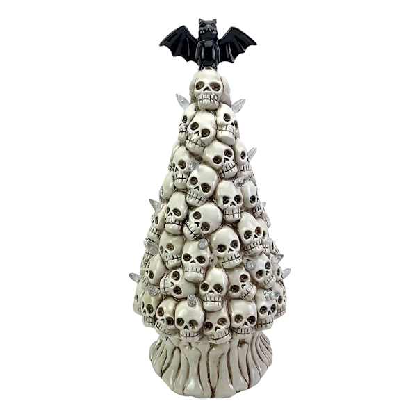 Midnight Shadows White Skull Halloween Tree, 14.5"