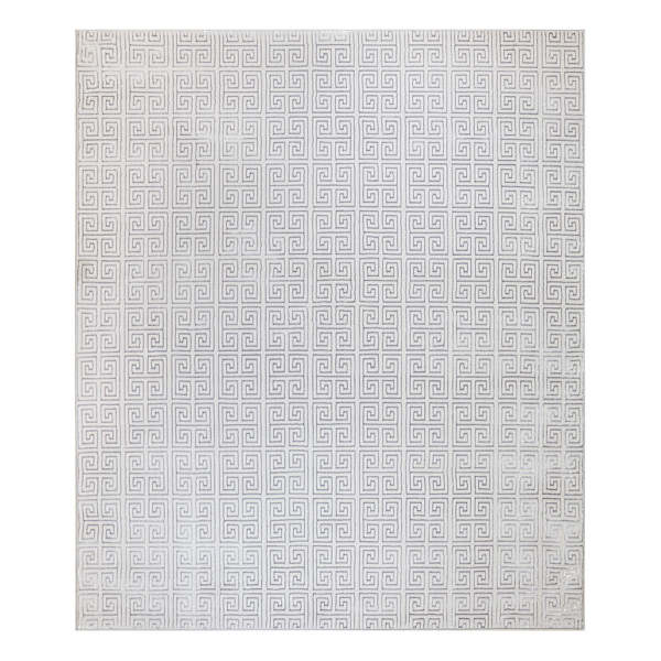 (B839) Providence Onix Grey Greek Key Area Rug, 8x10