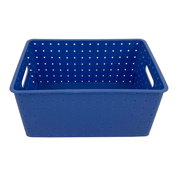 Kids Blue Strap Weave Storage Basket, 10x7