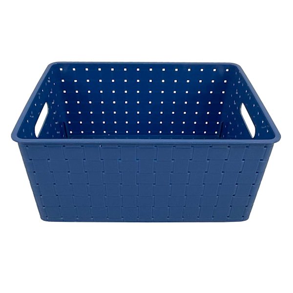 Kids Blue Strap Weave Storage Basket, 12x9