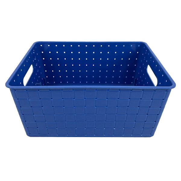 Tiny Dreamers Blue Strap Weave Storage Basket, 15x11