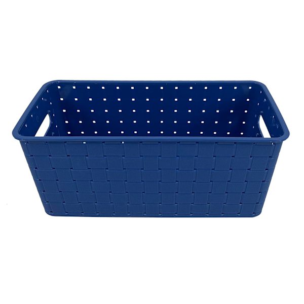 Kids Blue Strap Weave Storage Basket, 12x6