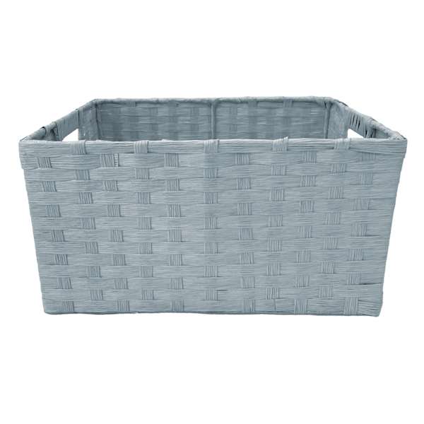 Blue Paper Rope Rectangle Storage Basket, Small