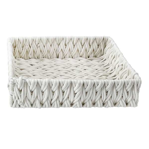 Chunky White Under Bed Fabric Storage Basket, Small