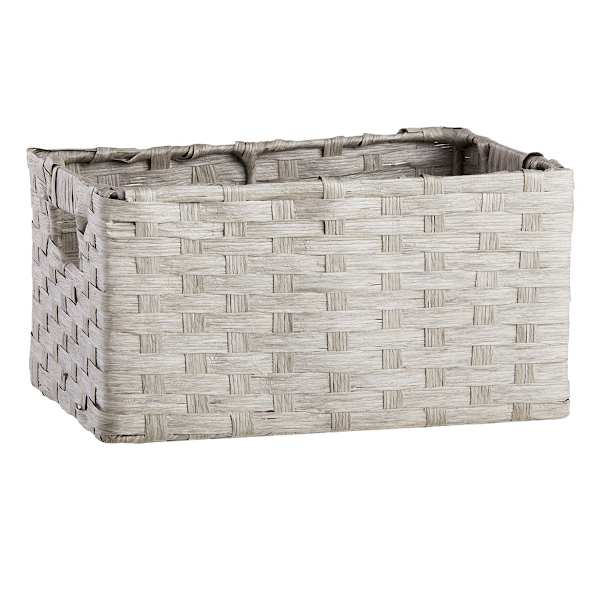 Gray basket for blankets shop