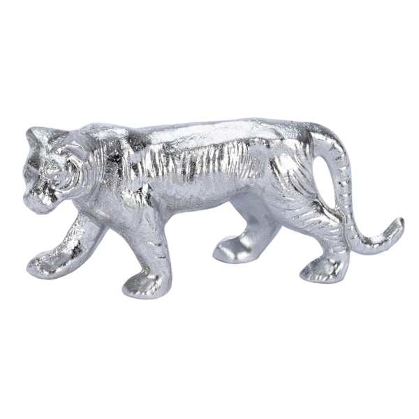 Found & Fable Silver Tiger Figurine, 9"