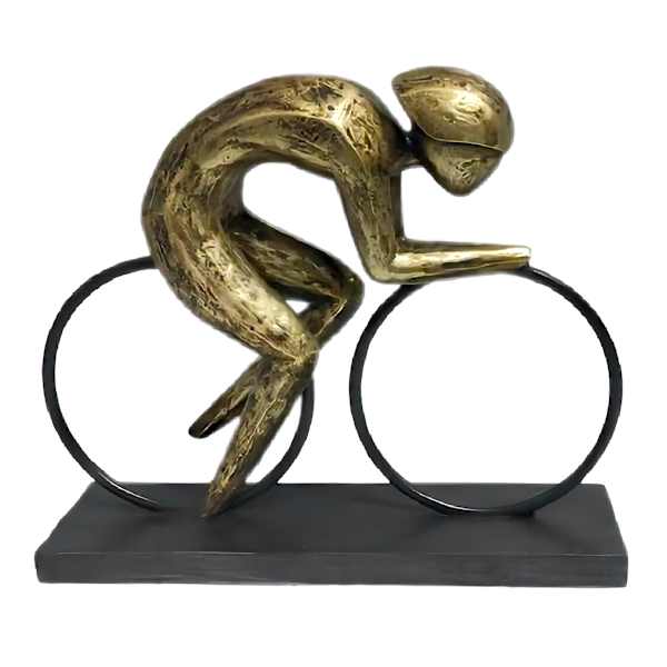 Gold Bicyclist Statue, 8"