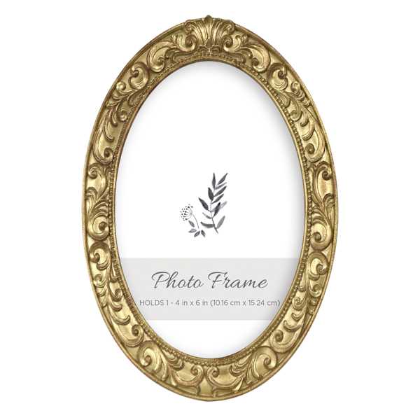 Ornate Oval Tabletop Picture Frame, 4x6