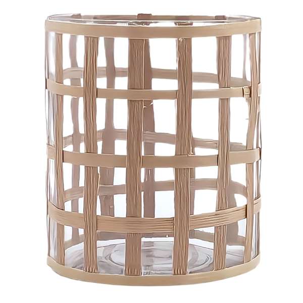Honeybloom Glass Rattan Votive Holder, 5.5"