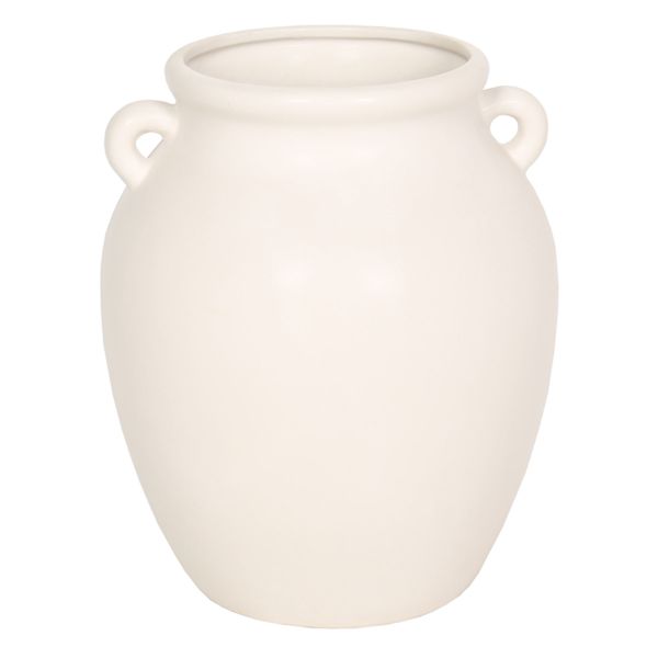 Honeybloom White Ceramic Vase with Handles, 9"