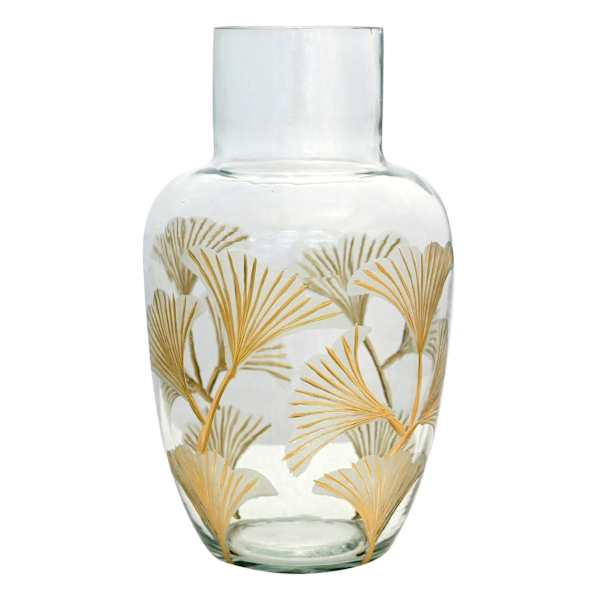 Found & Fable Etched Ginkgo Leaf Glass Vase, 5"