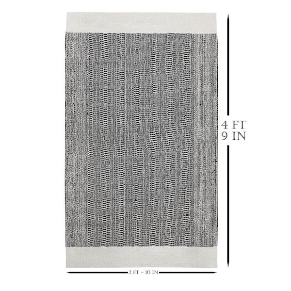 (B854) Found & Fable Agra Black & White Woven Accent Rug, 3x5