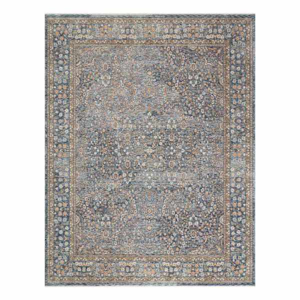 (A495) Honeybloom Ballard Blue Floral Medallion Area Rug, 8x10
