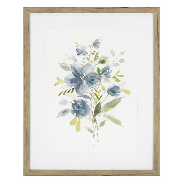 Honeybloom Glass Framed Blue Botanicals Print Wall Art, 17x21