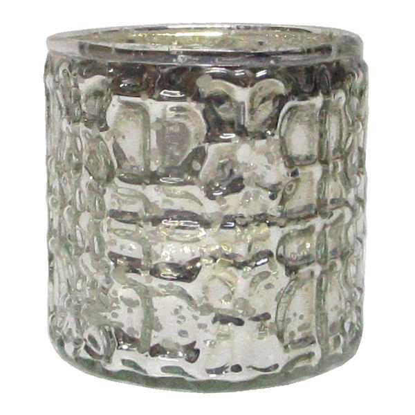Found & Fable Textured Mercury Glass Votive Candle Holder, 3"