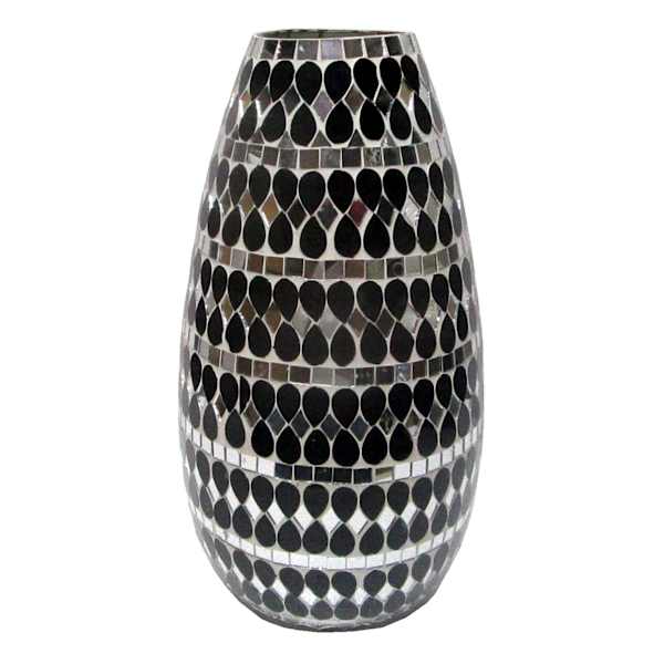 Found & Fable Black & Silver Mosaic Vase, 14"