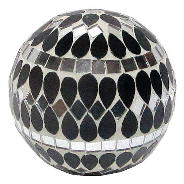 Found & Fable Black & Silver Mosaic Decorative Sphere, 4"