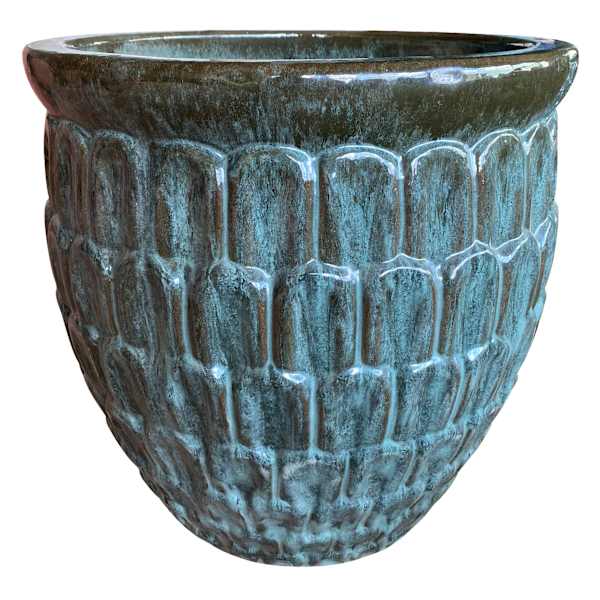 Moss Green Crown Ceramic Outdoor Planter, Large