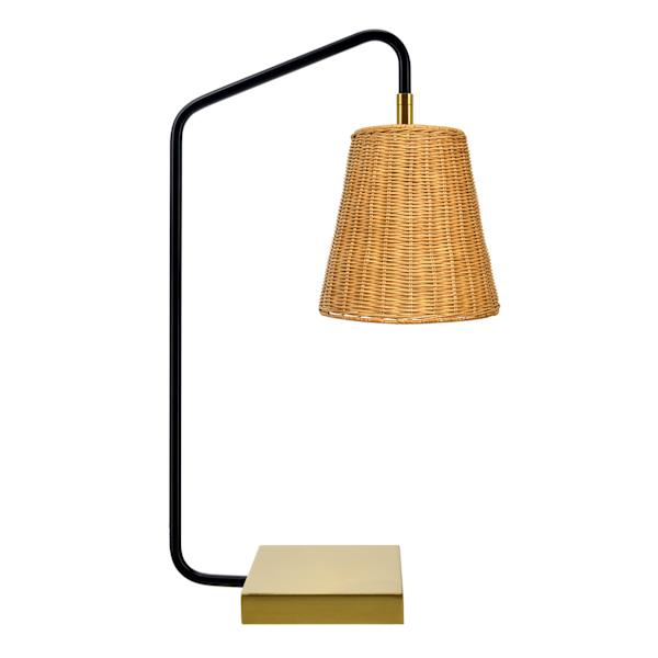 Beige Rattan Desk Lamp 22In