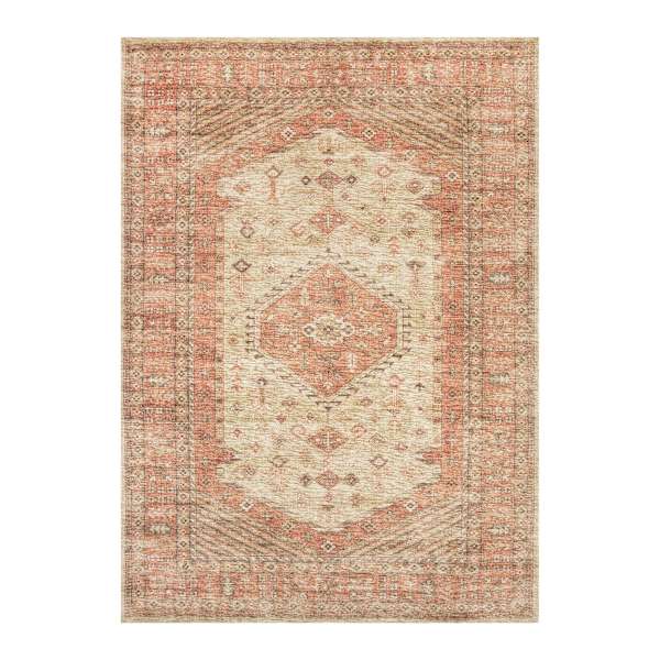 (B858) Honeybloom Rune Red Multi Area Rug, 5x7