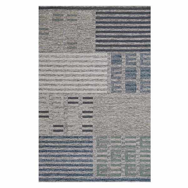 (A508) Ty Pennington Elmwood Blue & Ivory Patch Patterned Accent Rug, 3x5