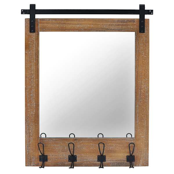 Ty Pennington Metal with Hooks Rectangle Wall Mirror, 24X31