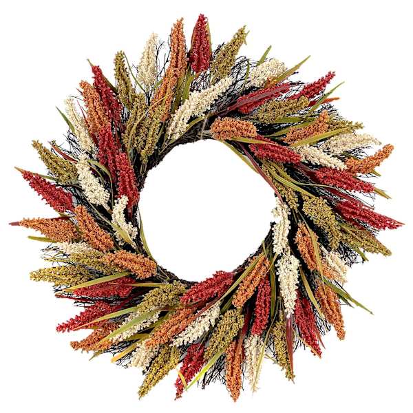 Maroon & Orange Heather Wreath, 22"