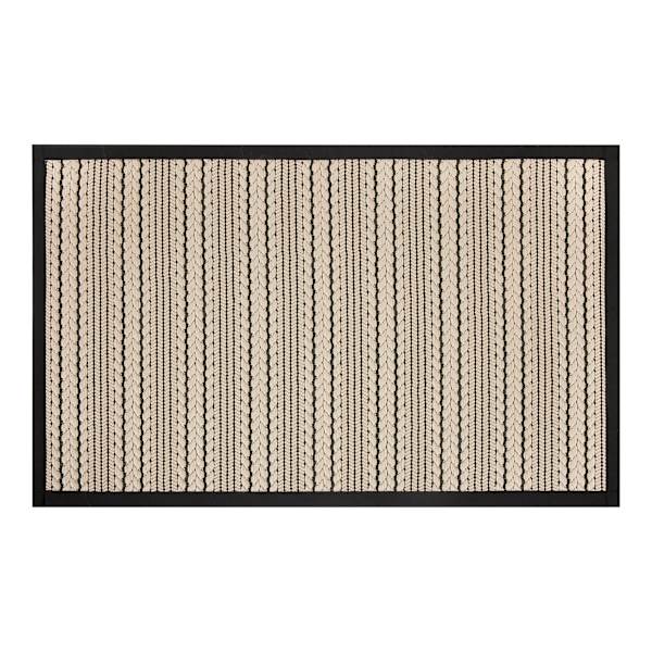 Natural & Black High-Low Puff-Back Washable Kitchen Mat, 21x34