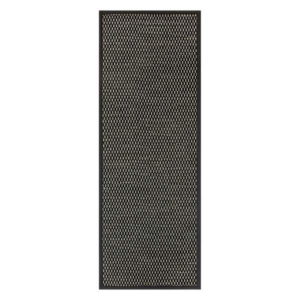 Tonal Dark Grey Puff-Back Washable Kitchen Runner, 2x5