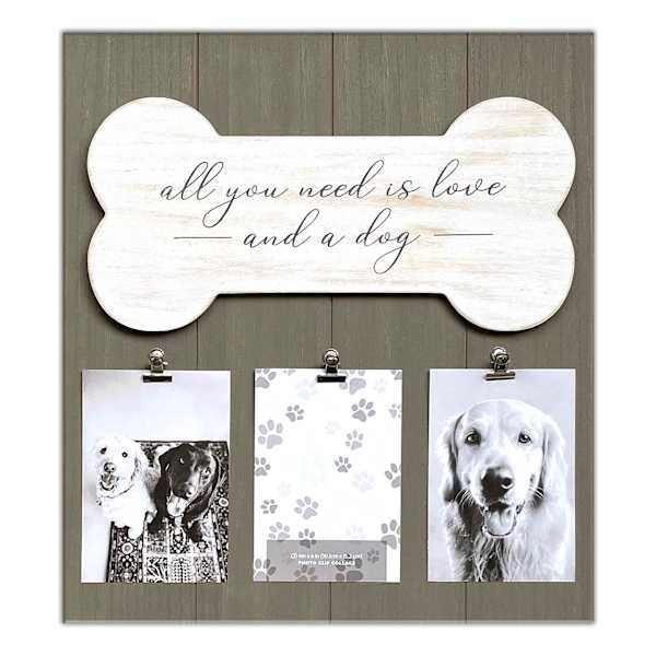 3-Clip Gray All You Need Is Love & a Dog Collage Picture Frame, 15.5x17.2