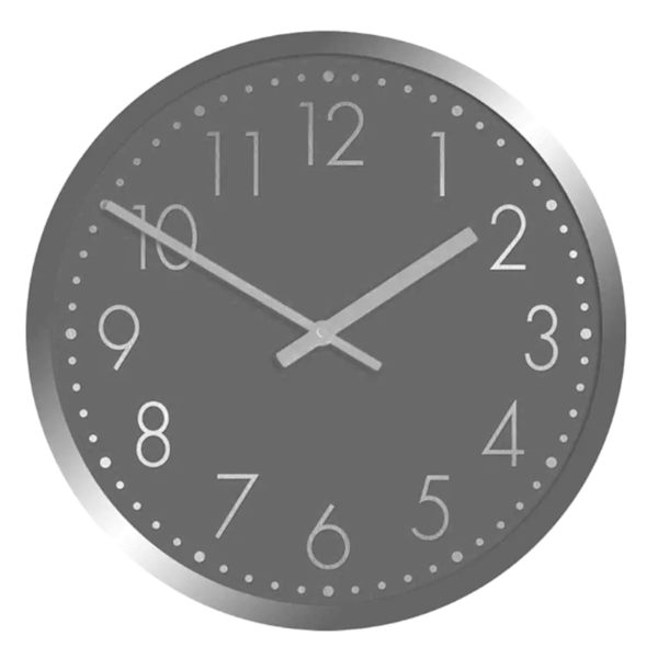 Silver Metallic Framed Round Wall Clock, 12"