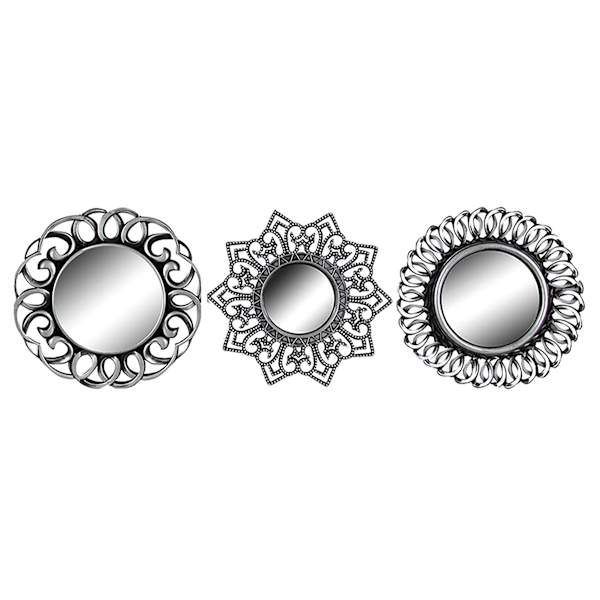 3-Piece Ornate Decorative Wall Mirror Set, 10"