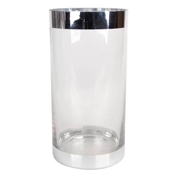 Laila Ali Glass Vase with Silver Rim, 7.5"