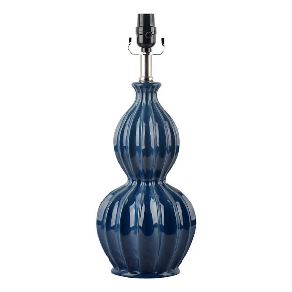 Providence Blue Ceramic Ribbed Table Lamp, 19"