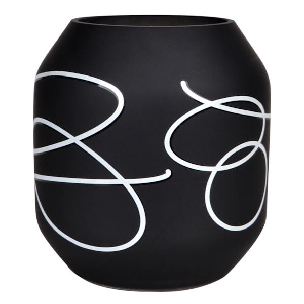 Black & White Abstract Glass Vase, 6"