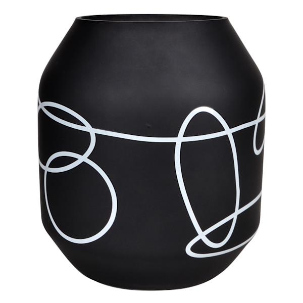 Crosby St. Black & White Abstract Glass Vase, 10"
