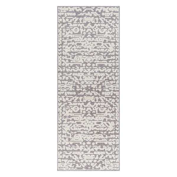 (B862) Found & Fable Lyna Grey & White Patterned Washable Runner, 2x7