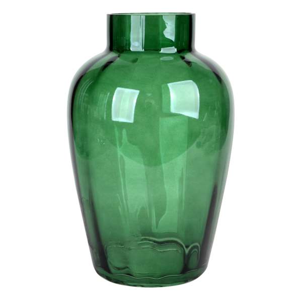 Green Glass Bouquet Vase, 9.5"