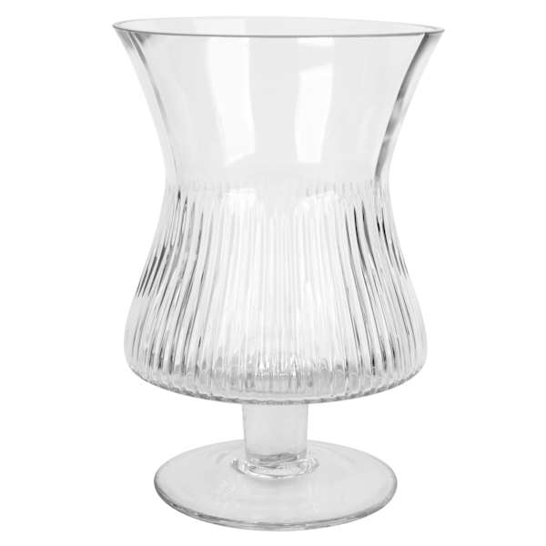 Providence Ribbed Clear Glass Vase, 9"