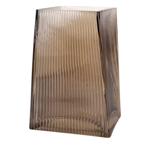 Crosby St. Ribbed Brown Glass Vase, 6.5"
