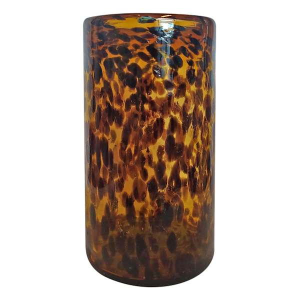 Providence Glass Tortoise Shell Cylinder Candle Holder, 12"