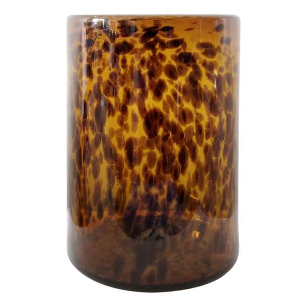 Providence Glass Tortoise Shell Cylinder Candle Holder, 9"