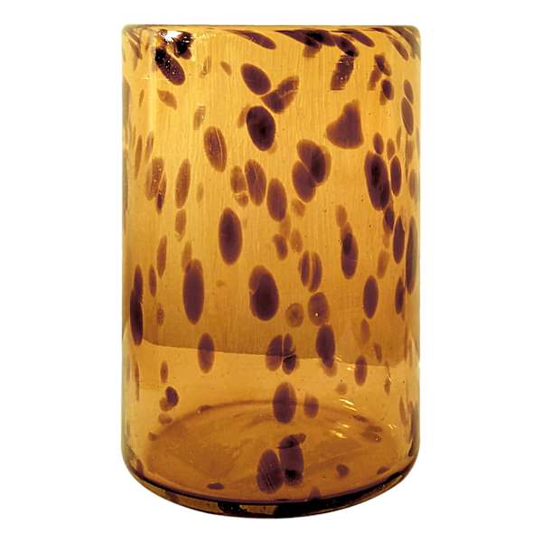 Providence Glass Tortoise Shell Cylinder Candle Holder, 6"
